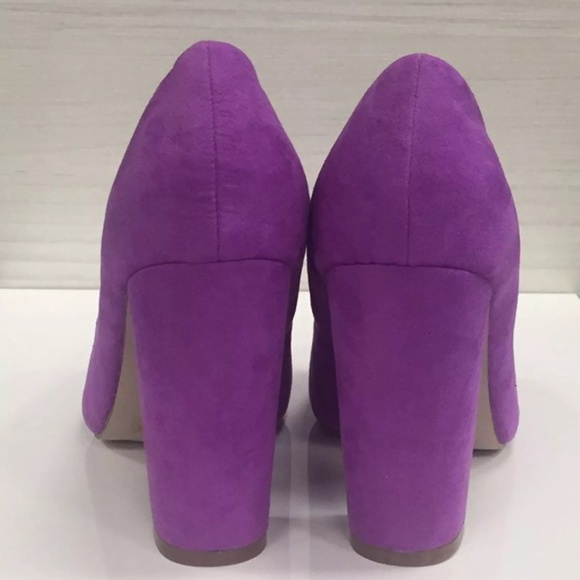 Alba Cintha Faux Suede Peep Toe Chunky Heel Pump 6 - Picture 3 of 5